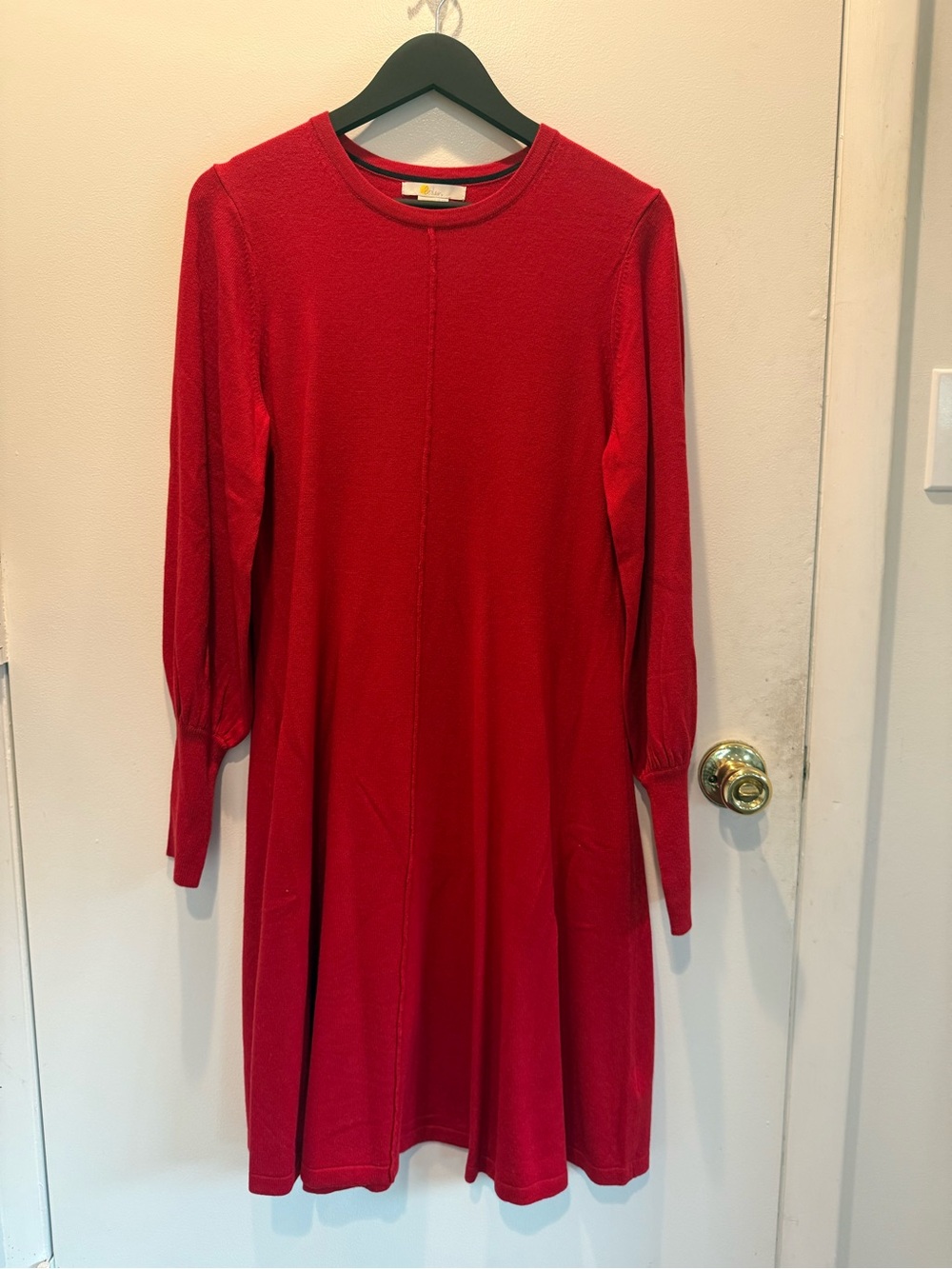 Boden Red Long Sleeve Knit A-Line Dress
